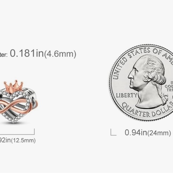 Love slide charm in rose gold and sterling silver fits all Pandora brace… - Picture 3 of 3
